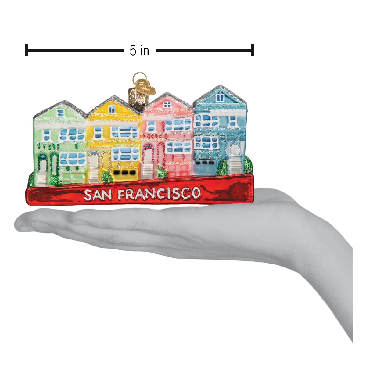 Old World Christmas San Francisco Painted Ladies Glass Blown Ornament for Christmas Tree