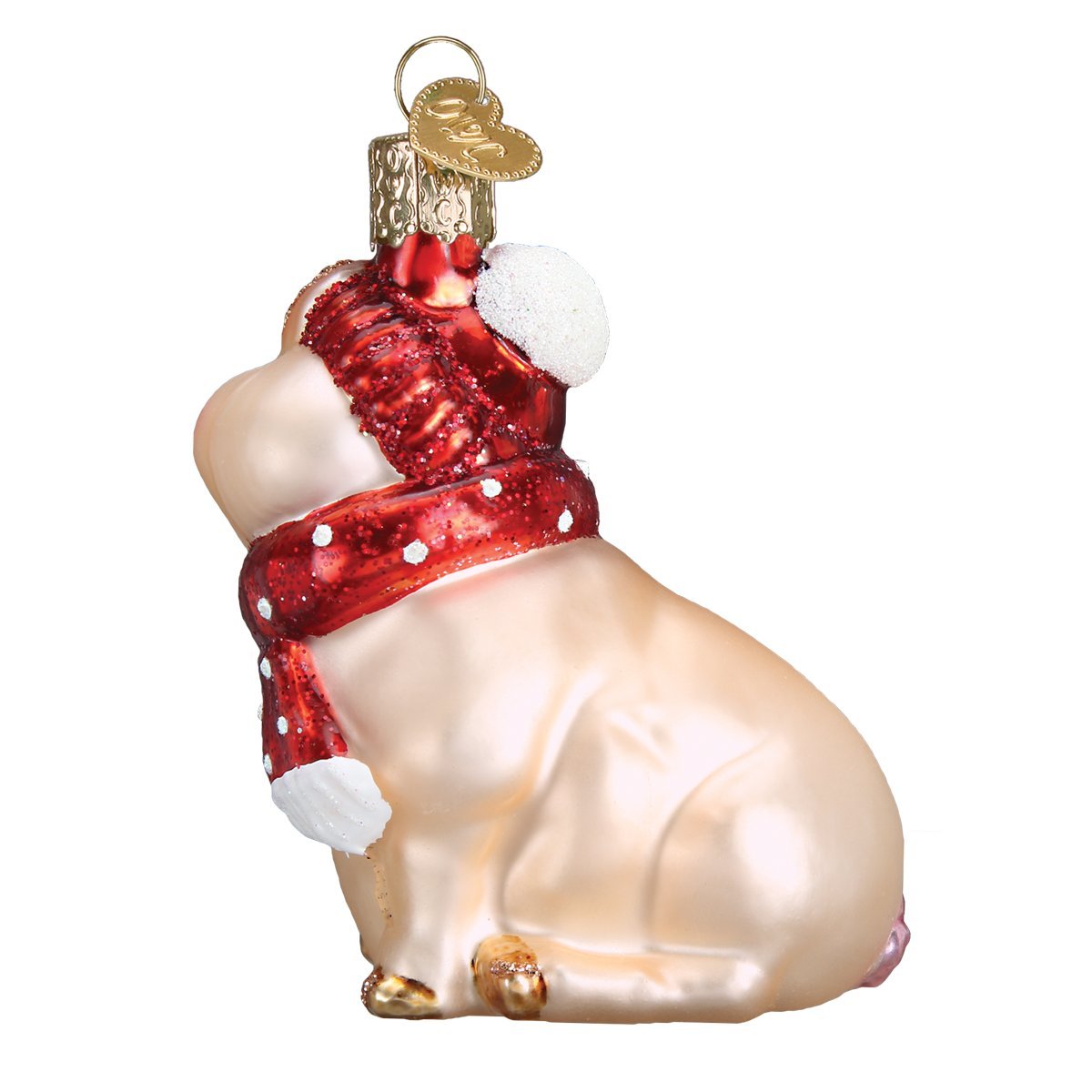 Old World Christmas Ornaments: Snowy Pig Glass Blown Ornaments for Christmas Tree (12419)
