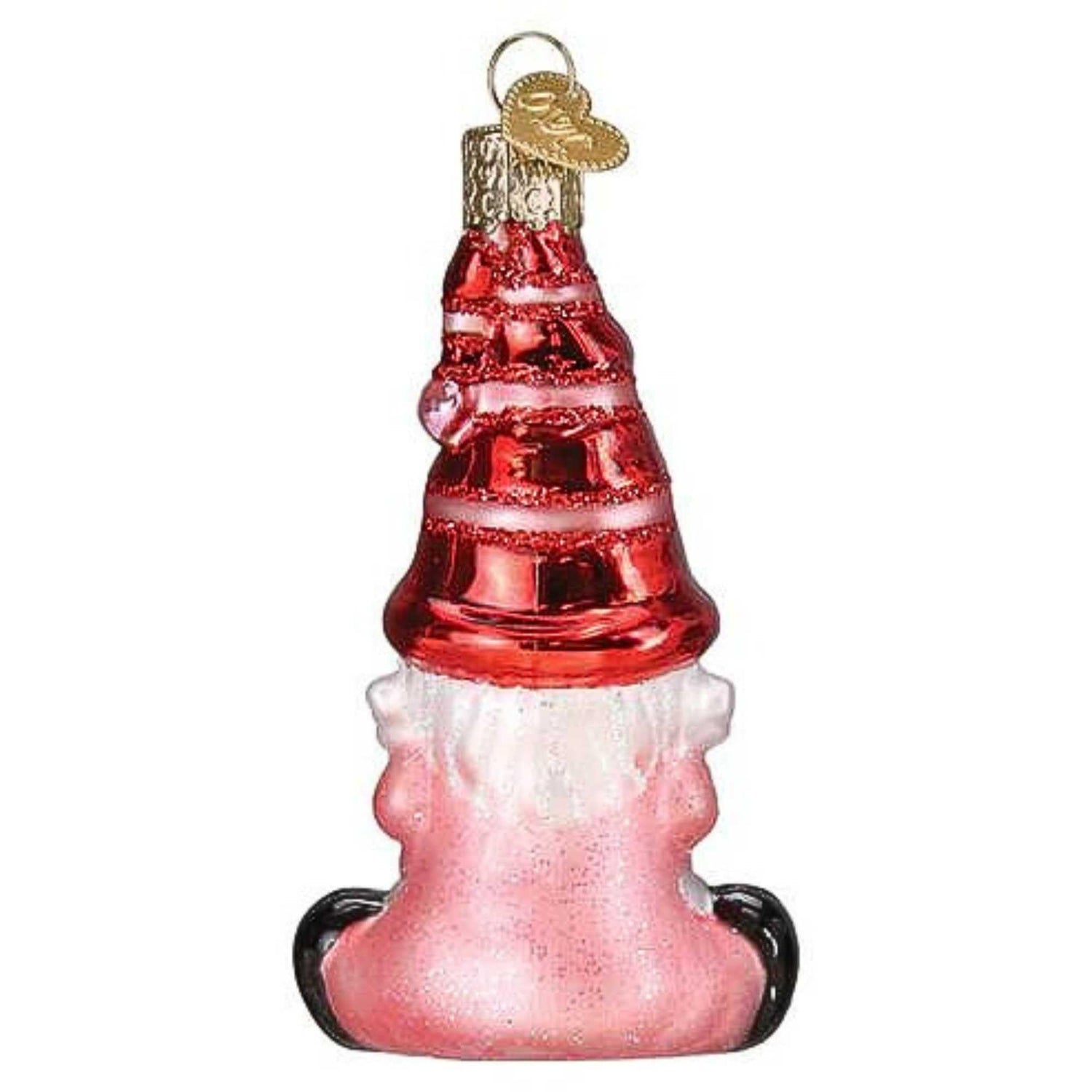 Old World Christmas Valentine Gnome Glass Blown Ornament for Christmas Tree, Handcrafted Holiday Decoration, Gnome Collection