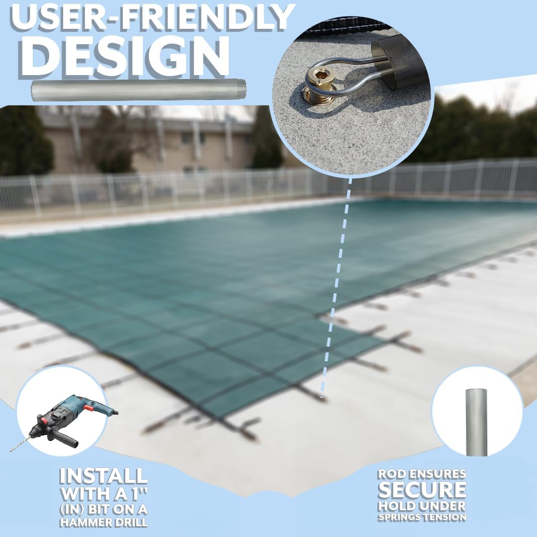 Poolzilla (5 Pack) 18" Aluminum Tubes Without Anchor for Pool Safety Cover Installation, Made of Durable Aluminum, Extra Long