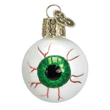 Old World Christmas Green Evil Eye Glass Blown Ornament for Christmas Tree, Handcrafted Holiday Decoration, Halloween Collection