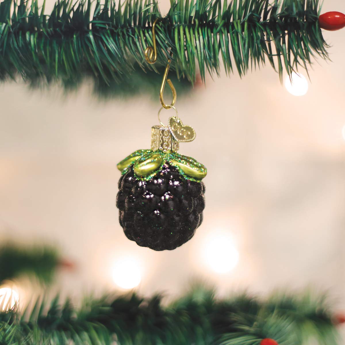 Old World Christmas BlackBerry Glass Blown Ornament for Christmas Tree, Handcrafted Holiday Decoration, Fruit Collection