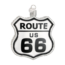 Old World Christmas Historic Route Sign Glass Blown Ornament for Christmas Tree, Handcrafted Holiday Decoration, Travel Collection