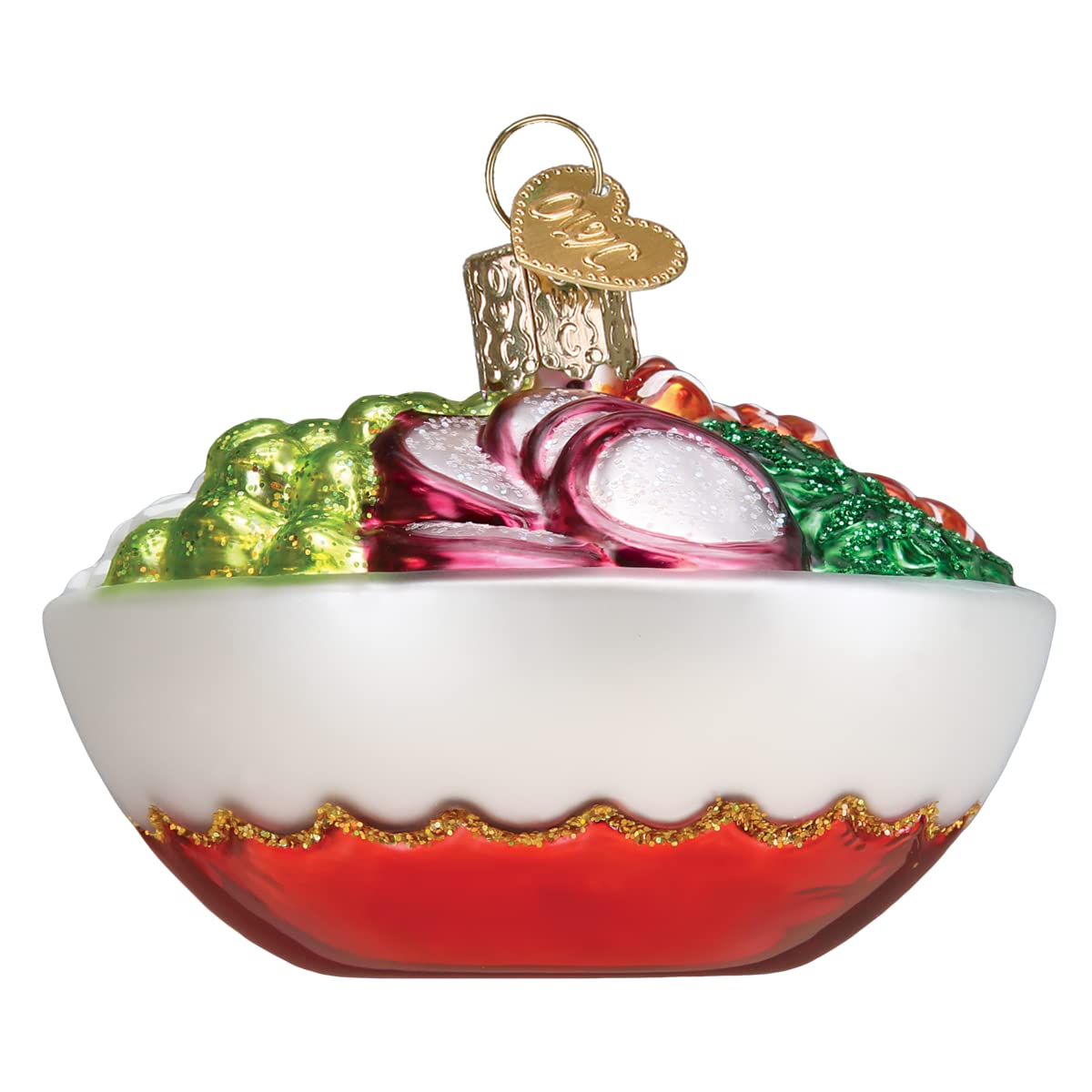 Old World Christmas Poke Bowl Glass Blown Ornament for Christmas Tree, Handcrafted Holiday Decoration, Food Collection