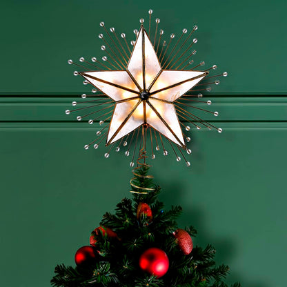 Kurt Adler 10-Inch 5-Point Capiz Star Treetop with Rays and Beads