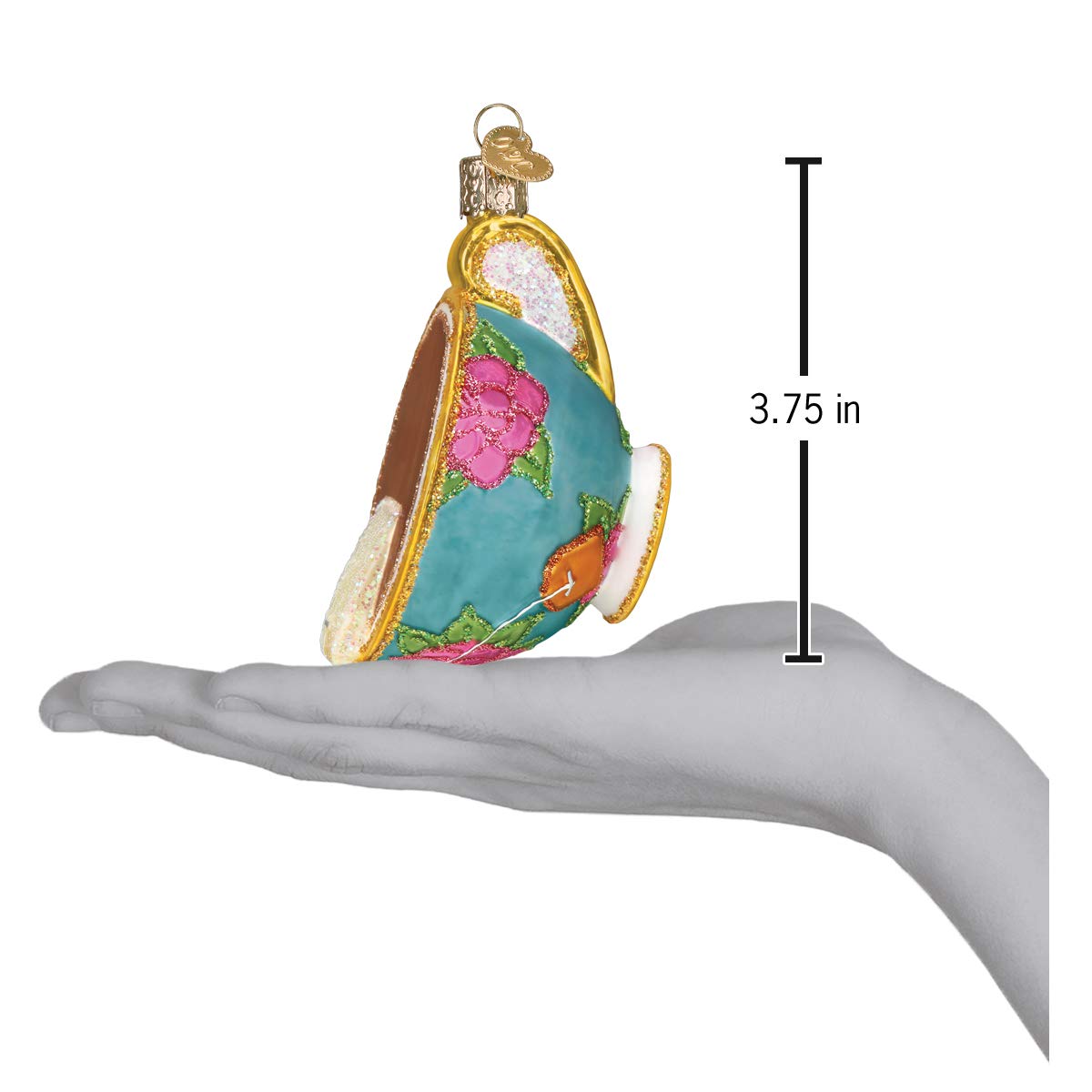 Old World Christmas Cup of Tea Glass Blown Ornament for Christmas Tree, Handcrafted Holiday Decoration, Tea Collection