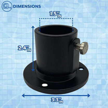 Poolzilla Deck Anchor Flange, High Grade Cast Aluminum in Matte Black, Diameter: 1 1/2"
