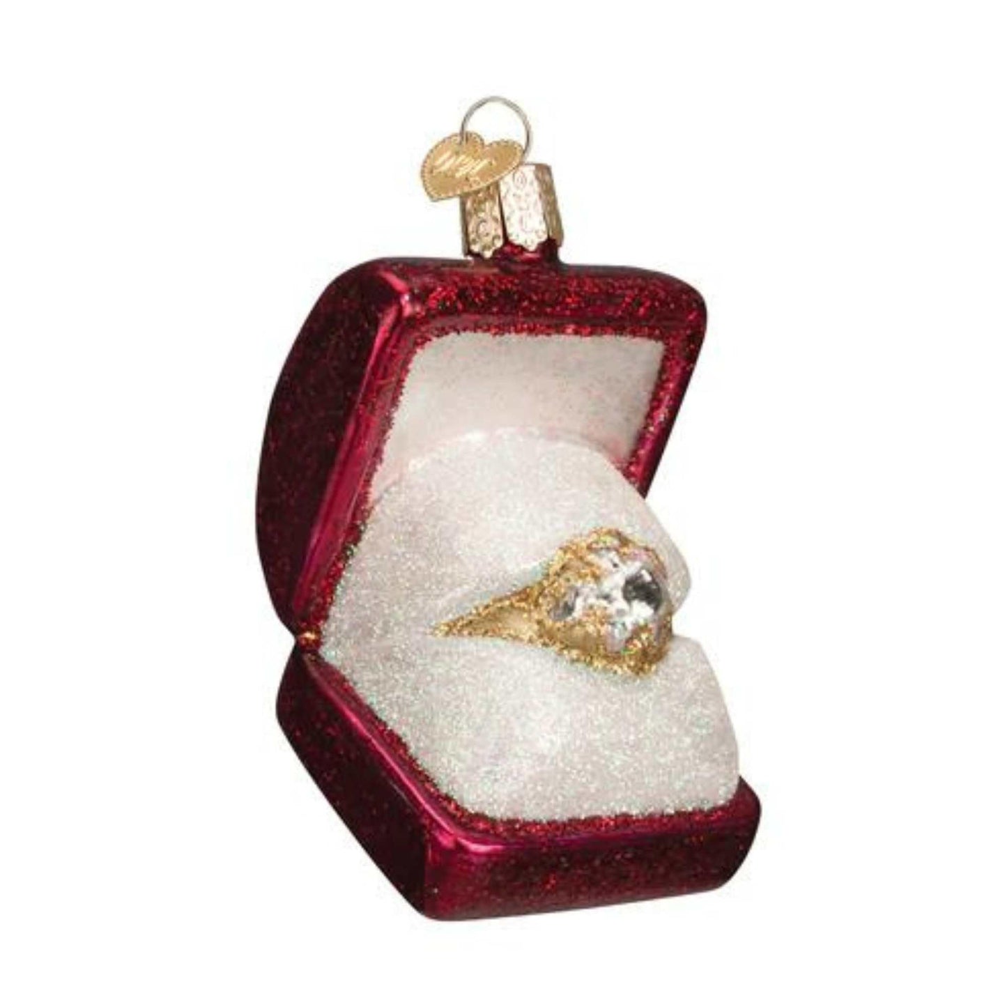 Old World Christmas Ring in Box Glass Blown Ornament for Christmas Tree, Handcrafted Holiday Decoration, Wedding Collection