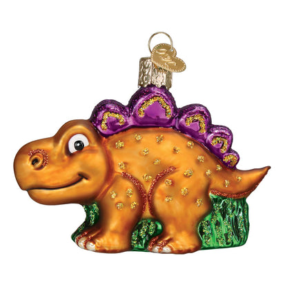 Old World Christmas A-Roarable Stegosaurus Glass Blown Ornament for Christmas Tree, Handcrafted Holiday Decoration, Dino Collection