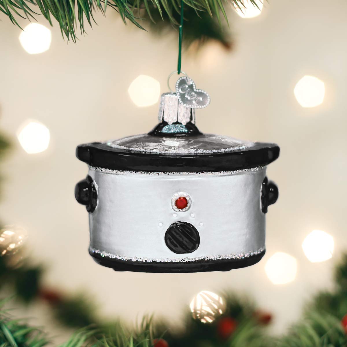 Old World Christmas Slow Cooker Glass Blown Ornament for Christmas Tree, Handcrafted Holiday Decoration, Kitchen Appliance Collection