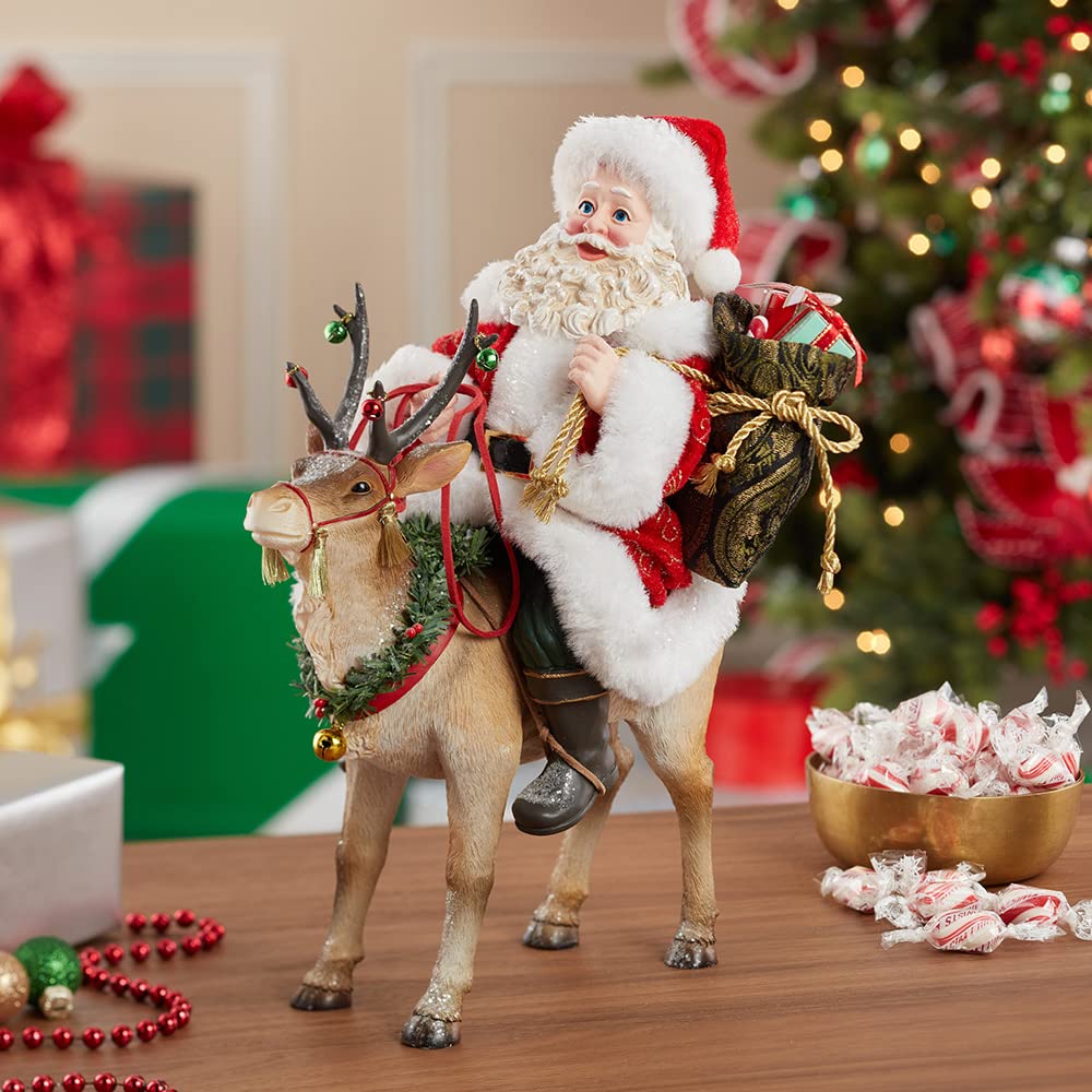 Kurt Adler 11.5-Inch Fabrich‚? Santa on Reindeer