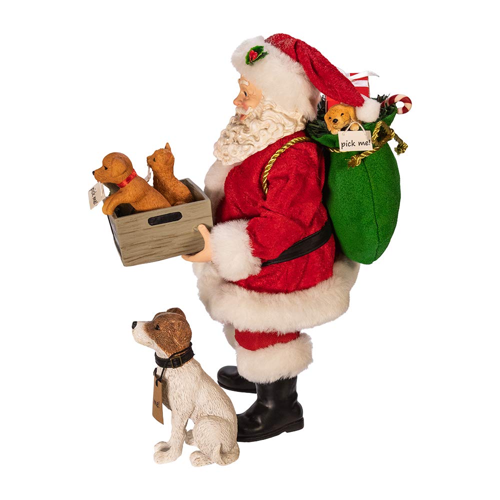 Kurt Adler 10.5-Inch Fabrich‚? Adopt-a-Pet Santa with Dog, 2 Piece Set