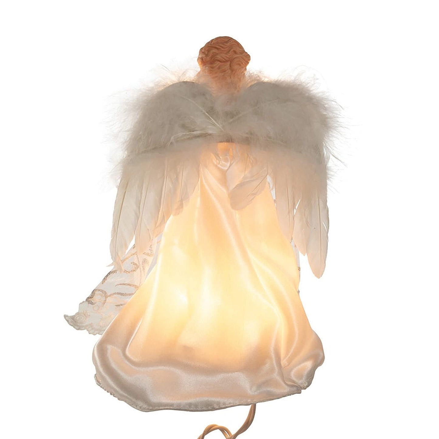 Kurt Adler UL 10-Light Angel Treetop, 9-Inch, White/Silver