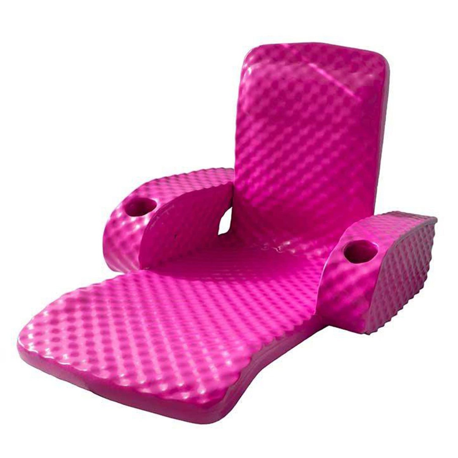 TRC Recreation Folding Foam Baja Chair Floating Portable Swimming Pool Water Lounger with 2 Armrest Cup Holders, Flamingo Pink