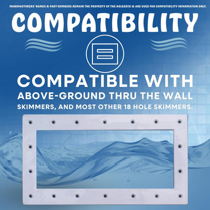 Poolzilla Wide-Mouth Thru-Wall Skimmer Face Plate for Above-Ground Swimming Pool, Compatible with 18 Hole Thru-The-Wall Skimmer Kits