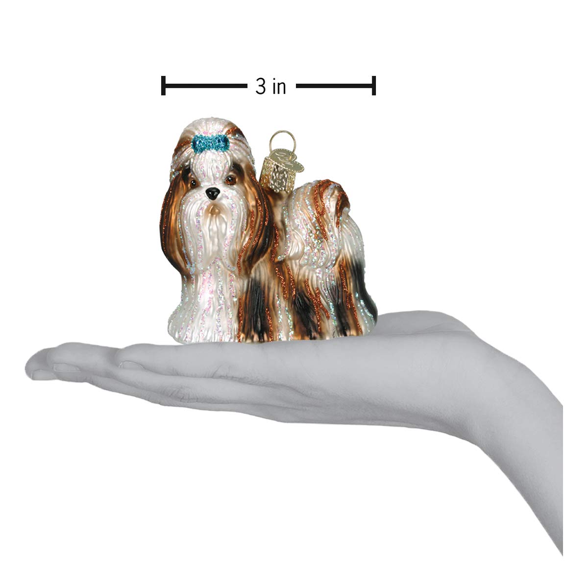 Old World Christmas 12172 Ornaments: Dog Collection Glass Blown Ornaments for Christmas Tree, Shih Tzu, Brown, 3" Height X 2.75" Length X 1.5" Width