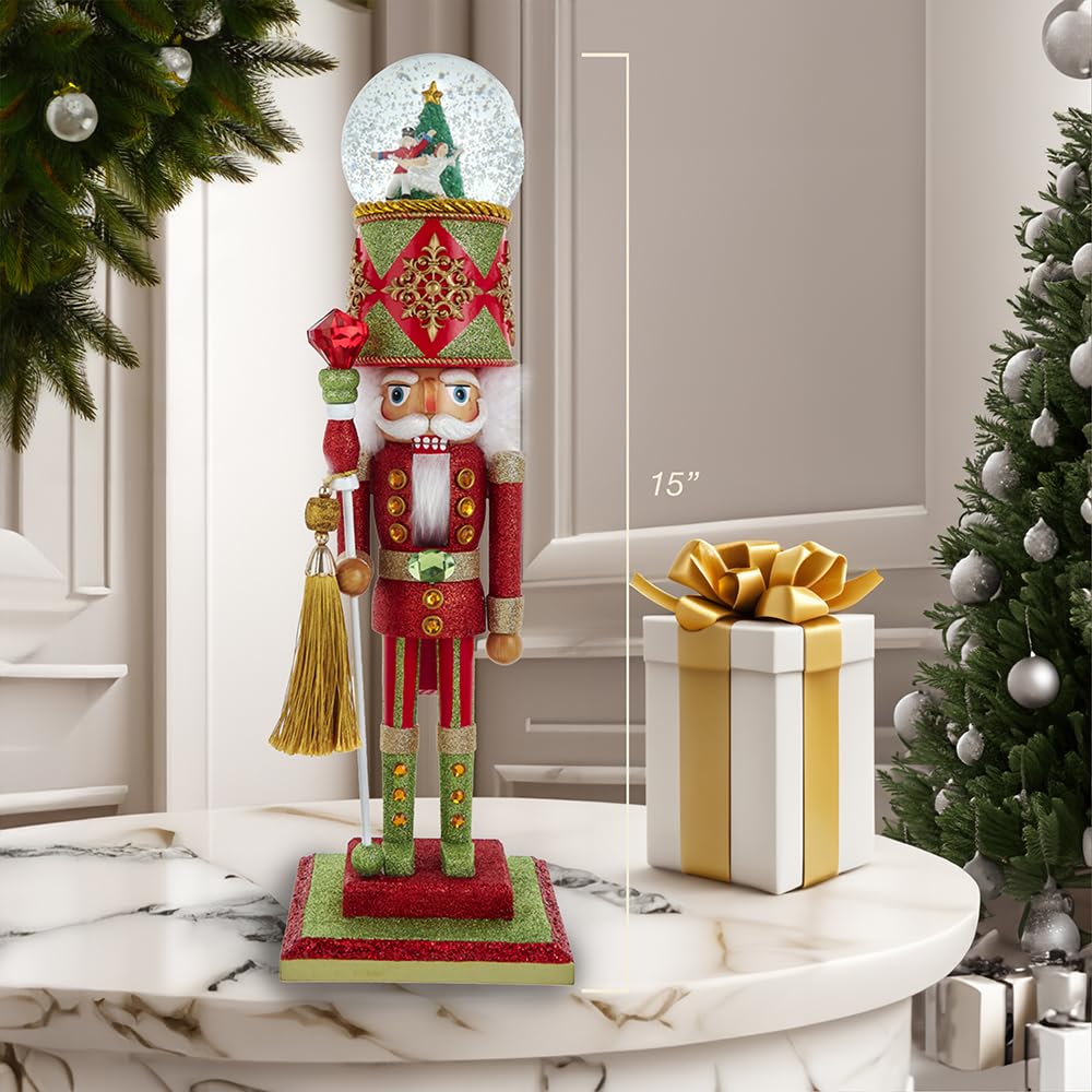Kurt Adler Hollywood Nutcracker Collection, Battery Operated Deck The Halls Musical Water Globe Hat, 21in