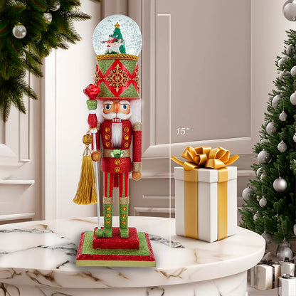 Kurt Adler Hollywood Nutcracker Collection, Battery Operated Deck The Halls Musical Water Globe Hat, 21in