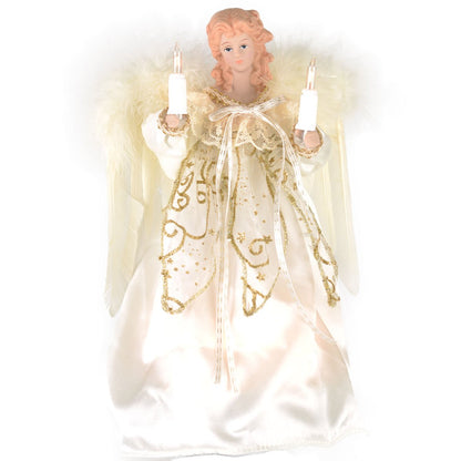 Kurt Adler 10-Light 9-Inch Ivory and Gold Angel Treetop