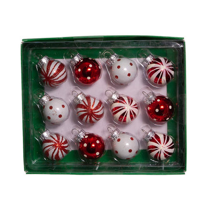 Kurt Adler GG0294 1-Inch Ornament Set, Red, White, for Christmas