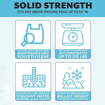 Poolzilla Above Ground A-Frame Flip Up Pool Ladder w/Non Skid Platform - for 48’’ to 54’’ in. Above Ground Pools