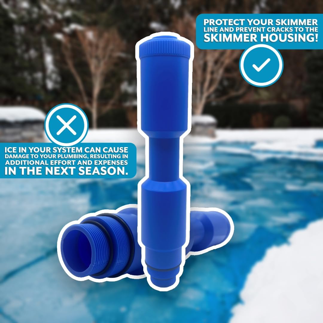 Poolzilla Skimmer Winterizing Plug, 16.5" Ice Guard, Compatible with  1½’’ and 2’’ Threaded Skimmers