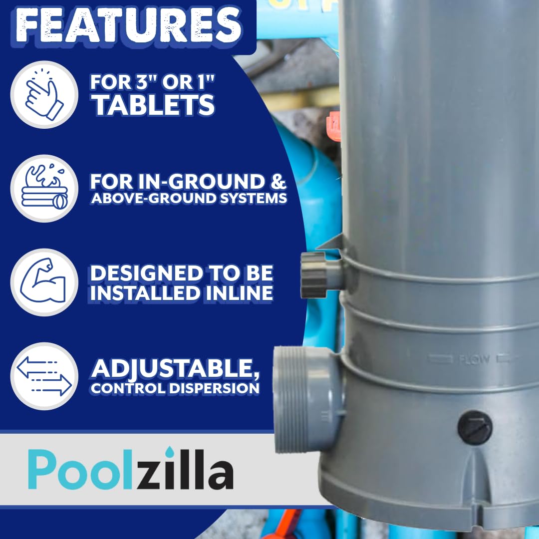 Poolzilla Automatic Chlorinator | for In-ground Swimming Pools | in-line Chlorine Feeder