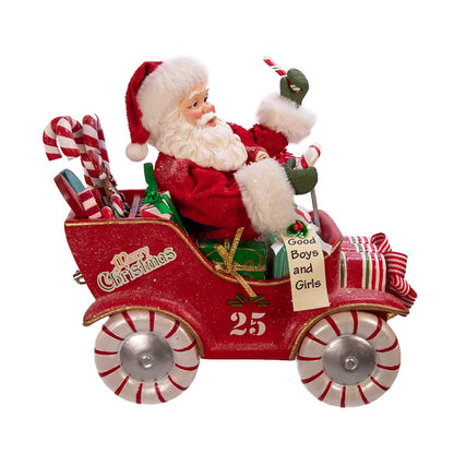 Kurt S. Adler Kurt Adler 8.5-Inch Fabrich‚ Musical Candy Car Santa, Multi