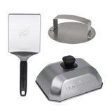 Blackstone 5462 Hamburger Kit (3 Piece) – Metal Flipper Spatula Turner, Basting Cover & Hamburger Press Patty Stainless Steel Burger Maker Set for Bacon, Steak–Griddle Accessories for Grilling, Black
