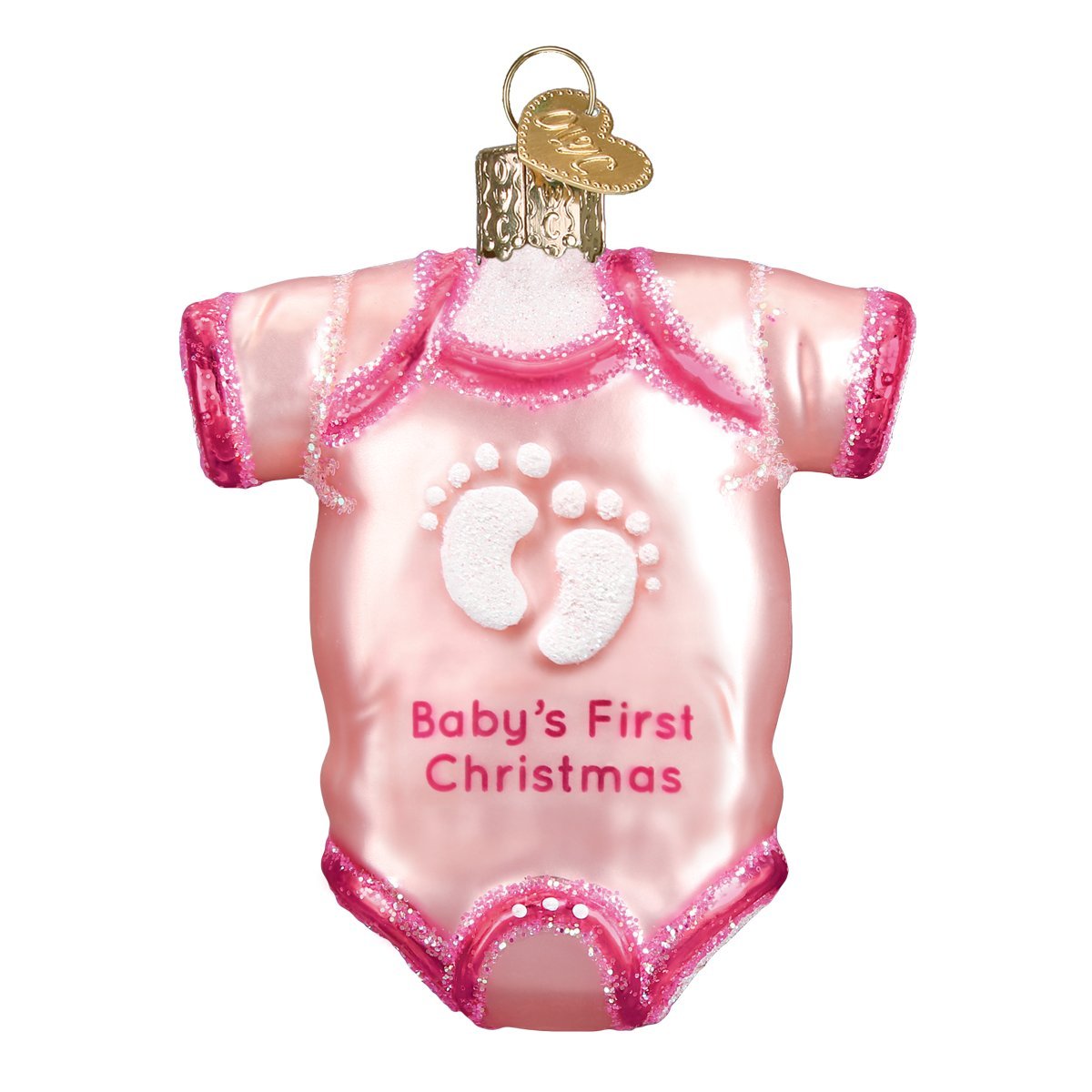 Old World Christmas Pink Baby Onesie Glass Blown Ornament for Christmas Tree 3x3
