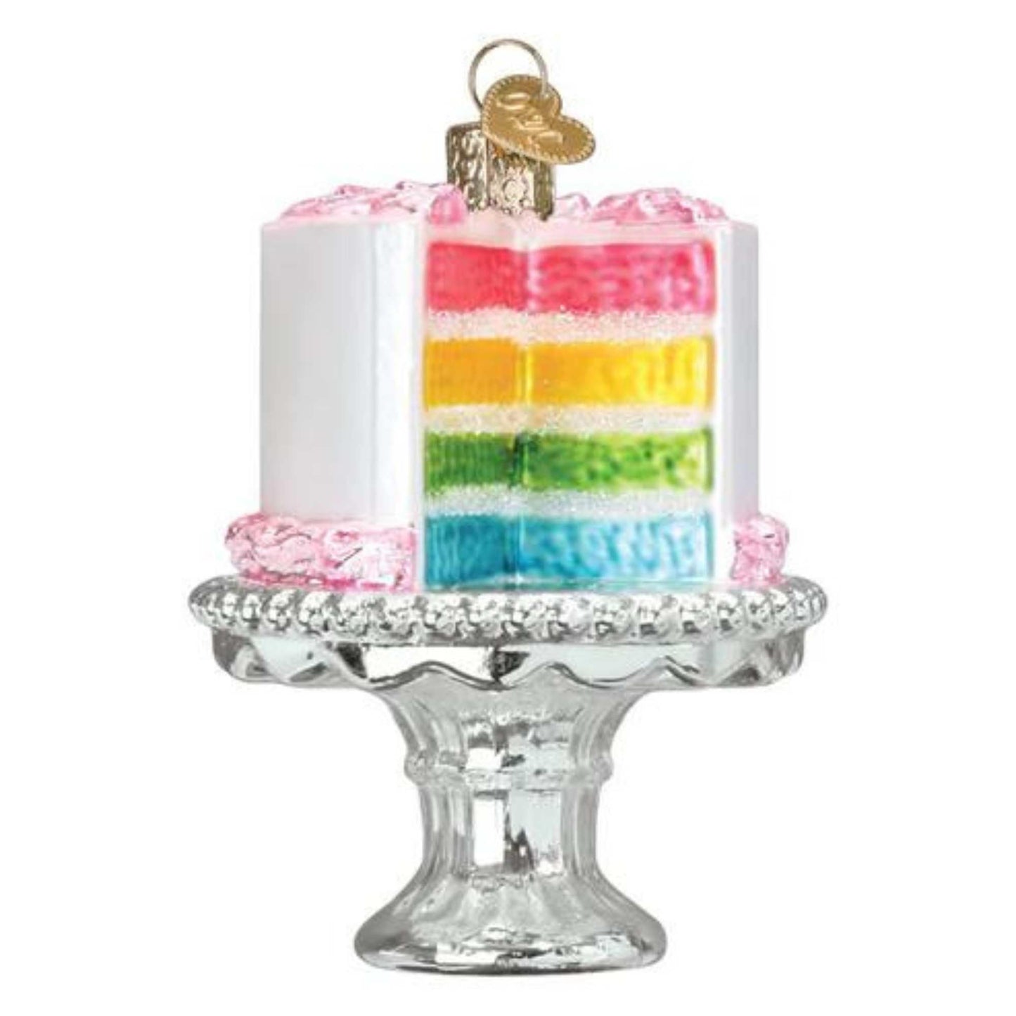 Old World Christmas Cake on Stand Glass Blown Ornament for Christmas Tree, Handcrafted Holiday Decoration, Dessert - Cake Collection