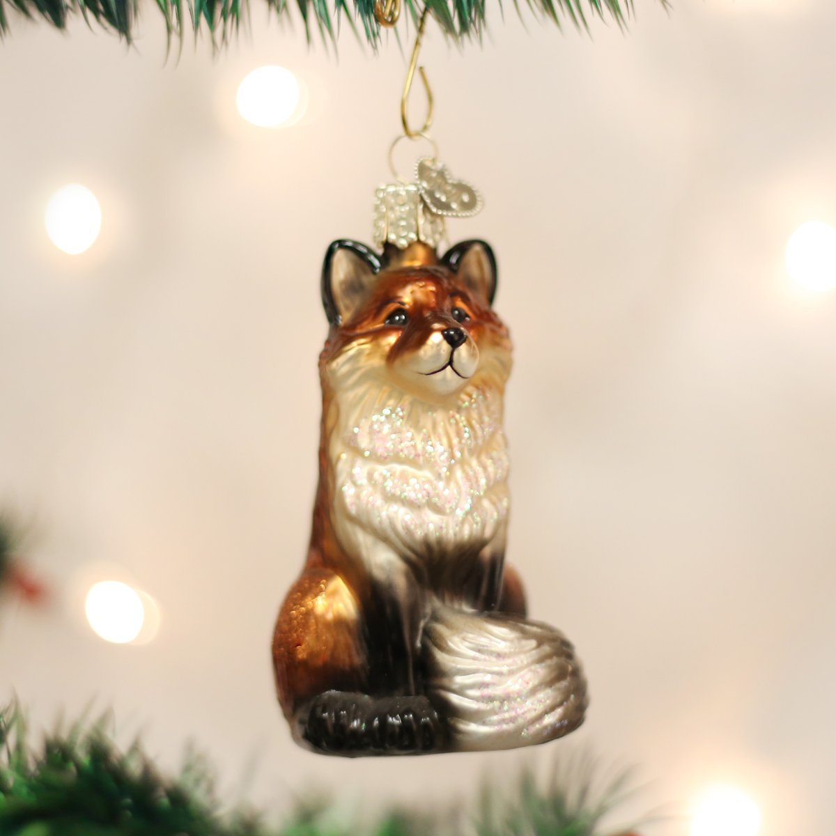Old World Christmas Fox Glass Blown Ornament for Christmas Tree, Handcrafted Holiday Decoration, Wildlife Animal Collection