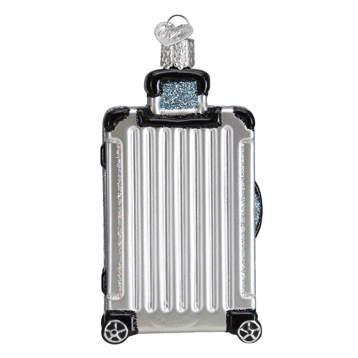 Old World Christmas Rolling Suitcase Glass Blown Ornament for Christmas Tree, Handcrafted Holiday Decoration, Travel Collection