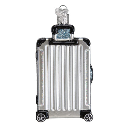 Old World Christmas Rolling Suitcase Glass Blown Ornament for Christmas Tree, Handcrafted Holiday Decoration, Travel Collection