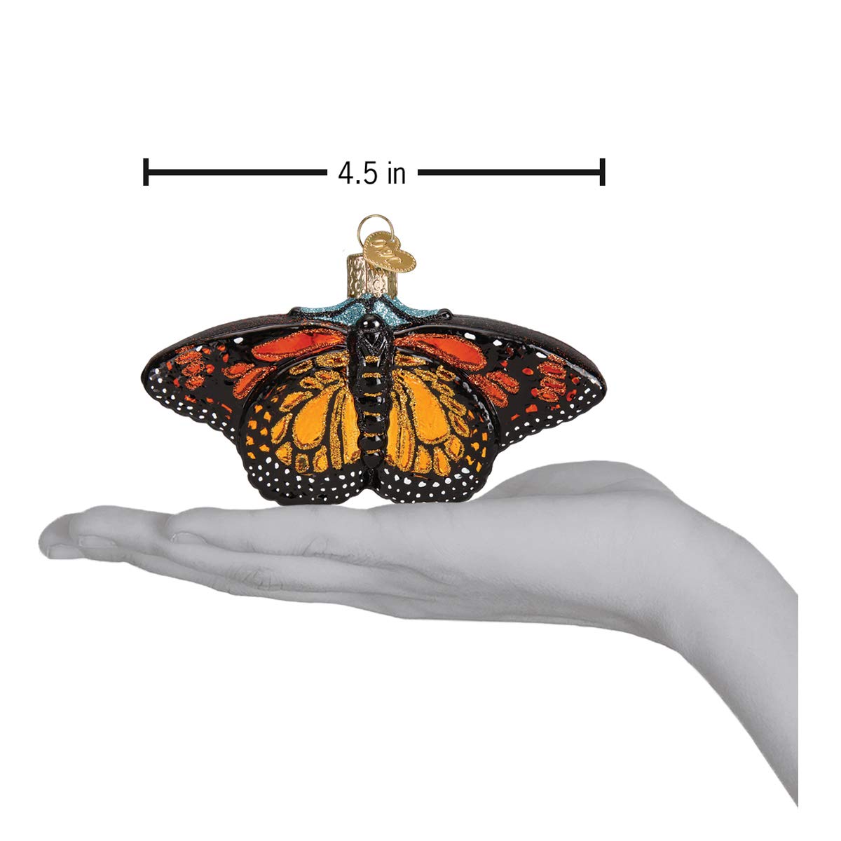 Old World Christmas Monarch Butterfly Glass Blown Ornament for Christmas Tree, Handcrafted Holiday Decoration, Insect Collection