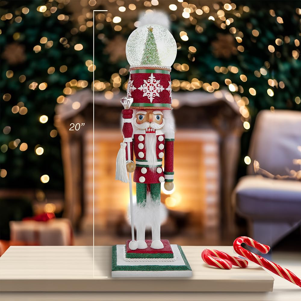 Kurt Adler Hollywood Nutcracker Collection, Battery Operated Deck The Halls Musical Water Globe Hat, 21in