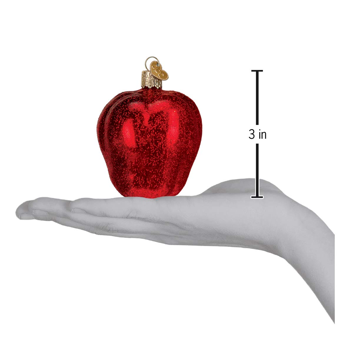 Old World Christmas Red Delicious Apple Glass Blown Ornament for Christmas Tree, Handcrafted Holiday Decoration, Fruit Collection