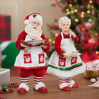 Kurt S. Adler 10.5-Inch Fabriché Mr. and Mrs. Santa, 2-Piece Set