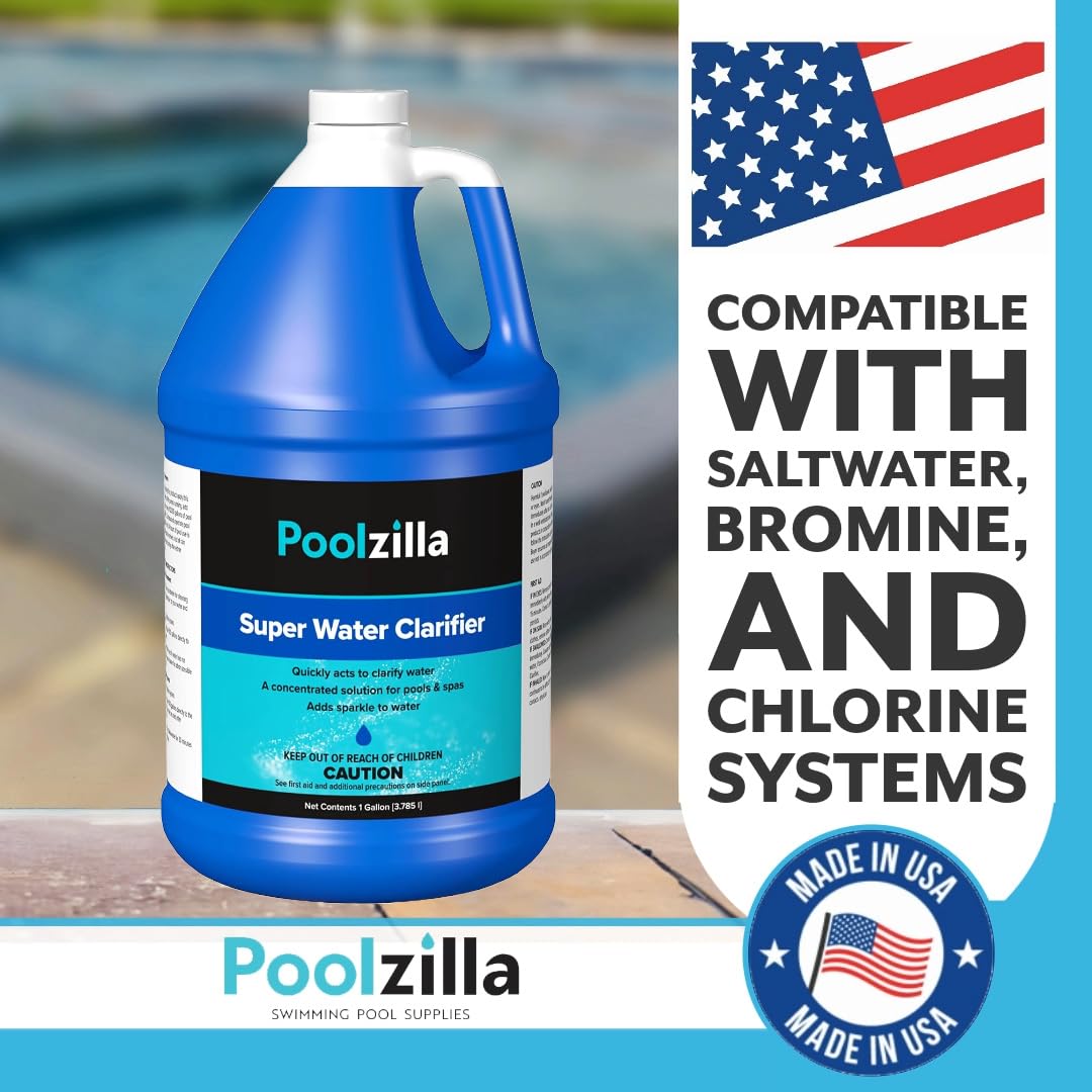 Poolzilla Super Water Clarifier (1 Gal) Concentrated Solution for Pools and Spas