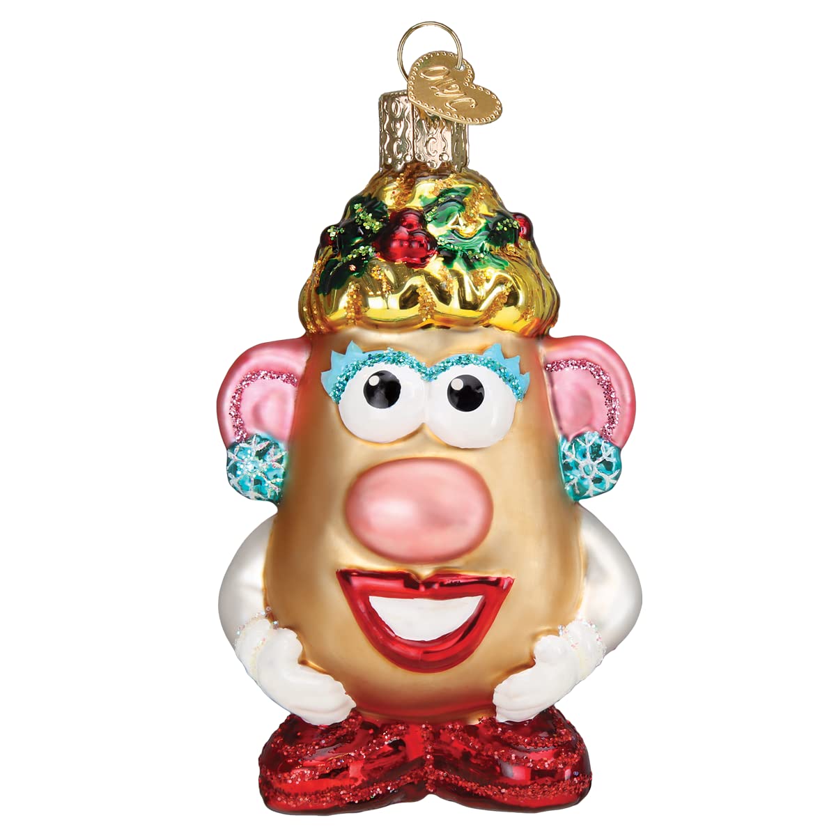 Old World Christmas Mrs. Potato Head Glass Blown Ornament for Christmas Tree, Handcrafted Holiday Decoration, Childrens Toy - Toy Story Collection