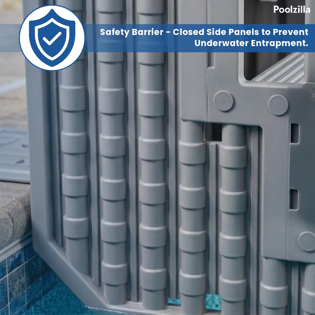 Poolzilla Premium Deck-Mounted Pool Ladder with Double Handrails - Gray - Fits 48"–54" Above Ground Pools
