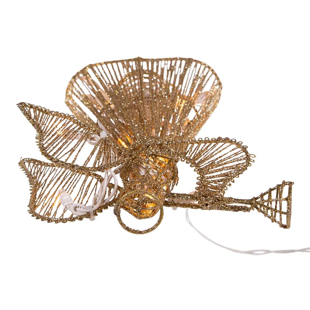 12-Inch 20 Light Incandescent Gold Glitter Angel Tree Topper