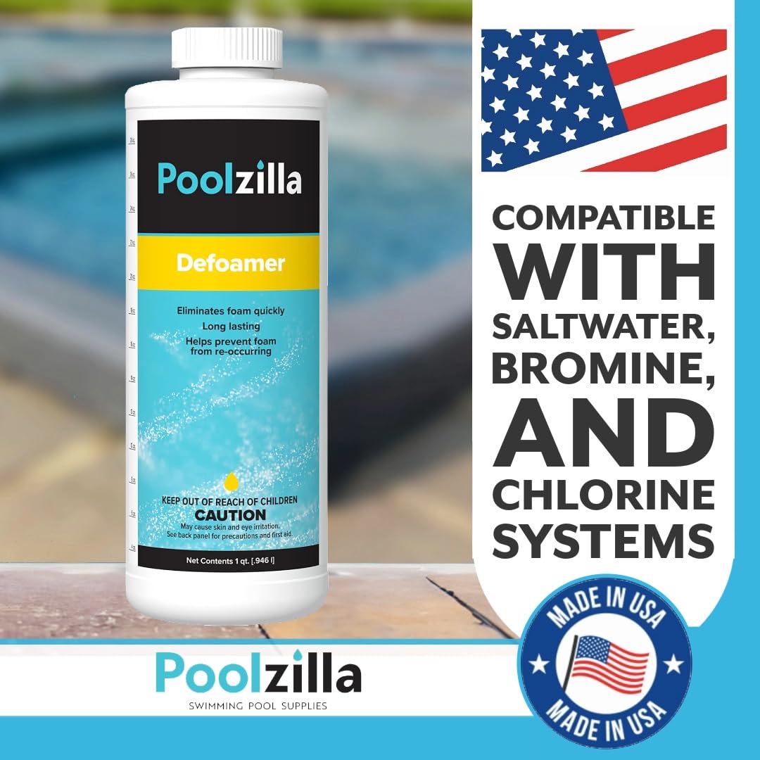 Poolzilla Pool Defoamer (1 QT) Eliminate Foam and Restore Water Clarity