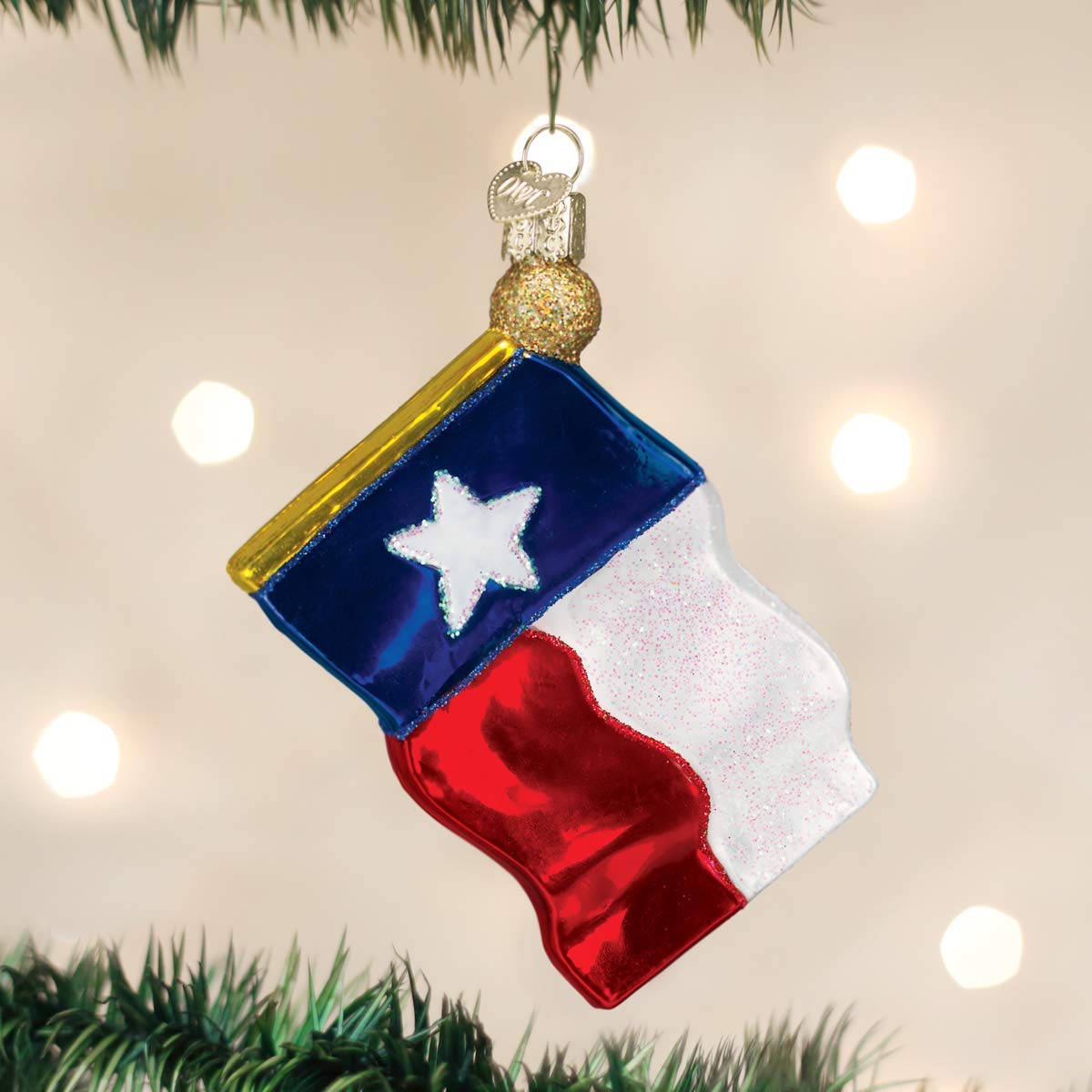 Old World Christmas Ornaments: Texas State Flag Glass Blown Ornaments for Christmas Tree (36045) 2 1/2