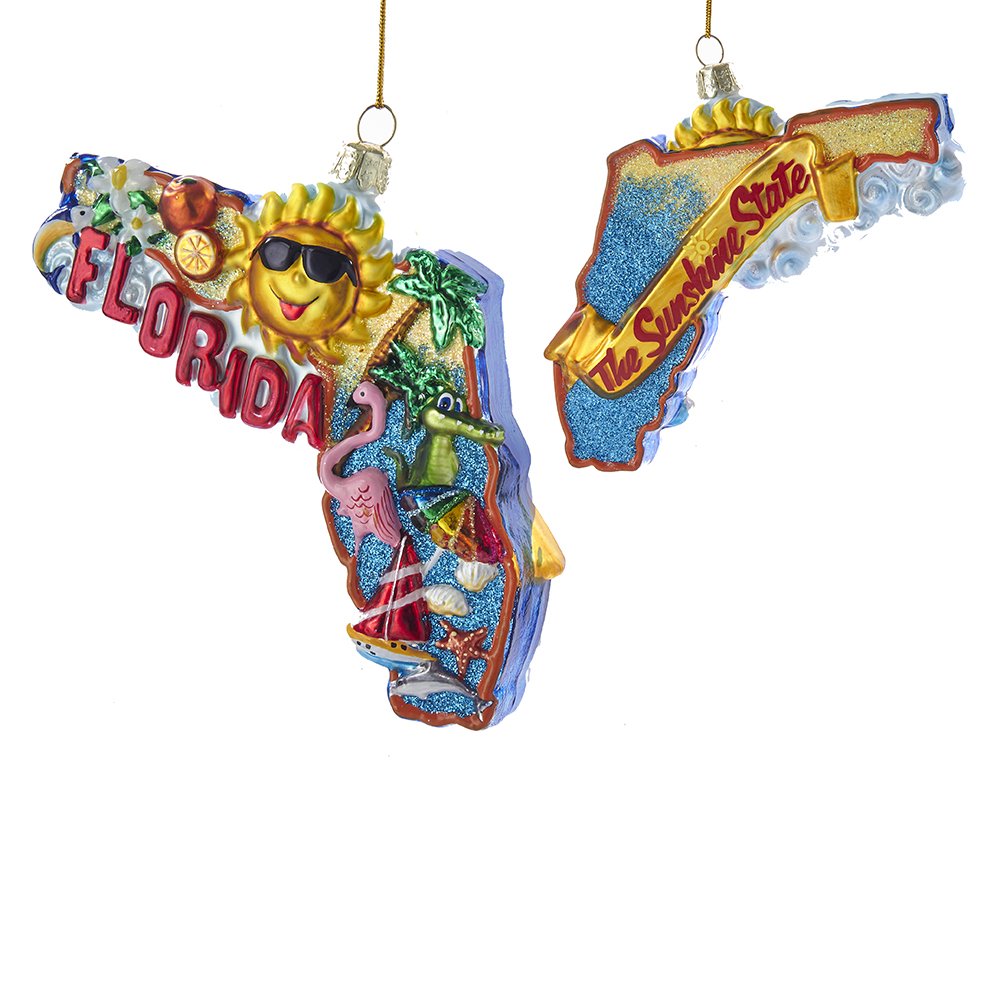 Kurt Adler 5-Inch Double Sided Florida Cityscape Glass Ornament