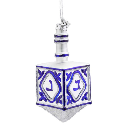 Kurt Adler 4-1/4-Inch Noble Gems Glass Jewish Dreidel Ornament for Hanukkah