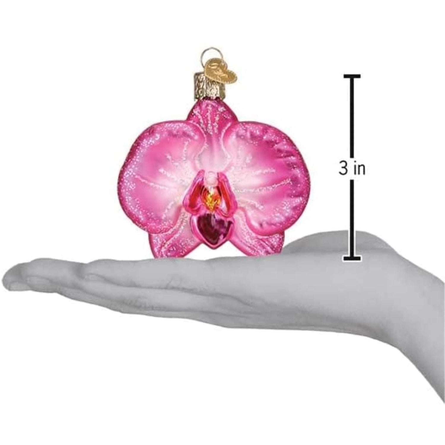 Old World Christmas Orchid Glass Blown Ornament for Christmas Tree, Handcrafted Holiday Decoration, Garden Collection