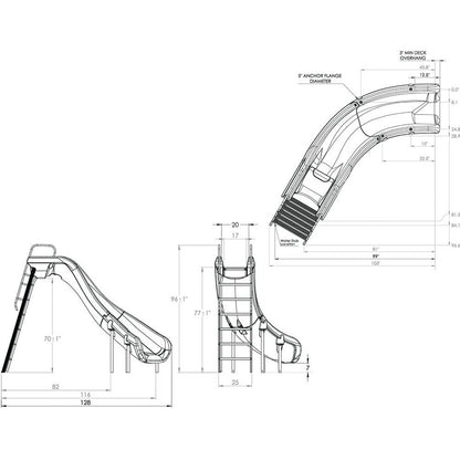 R. Smith 610-209-58220 Rogue2 Pool Slide, Gray