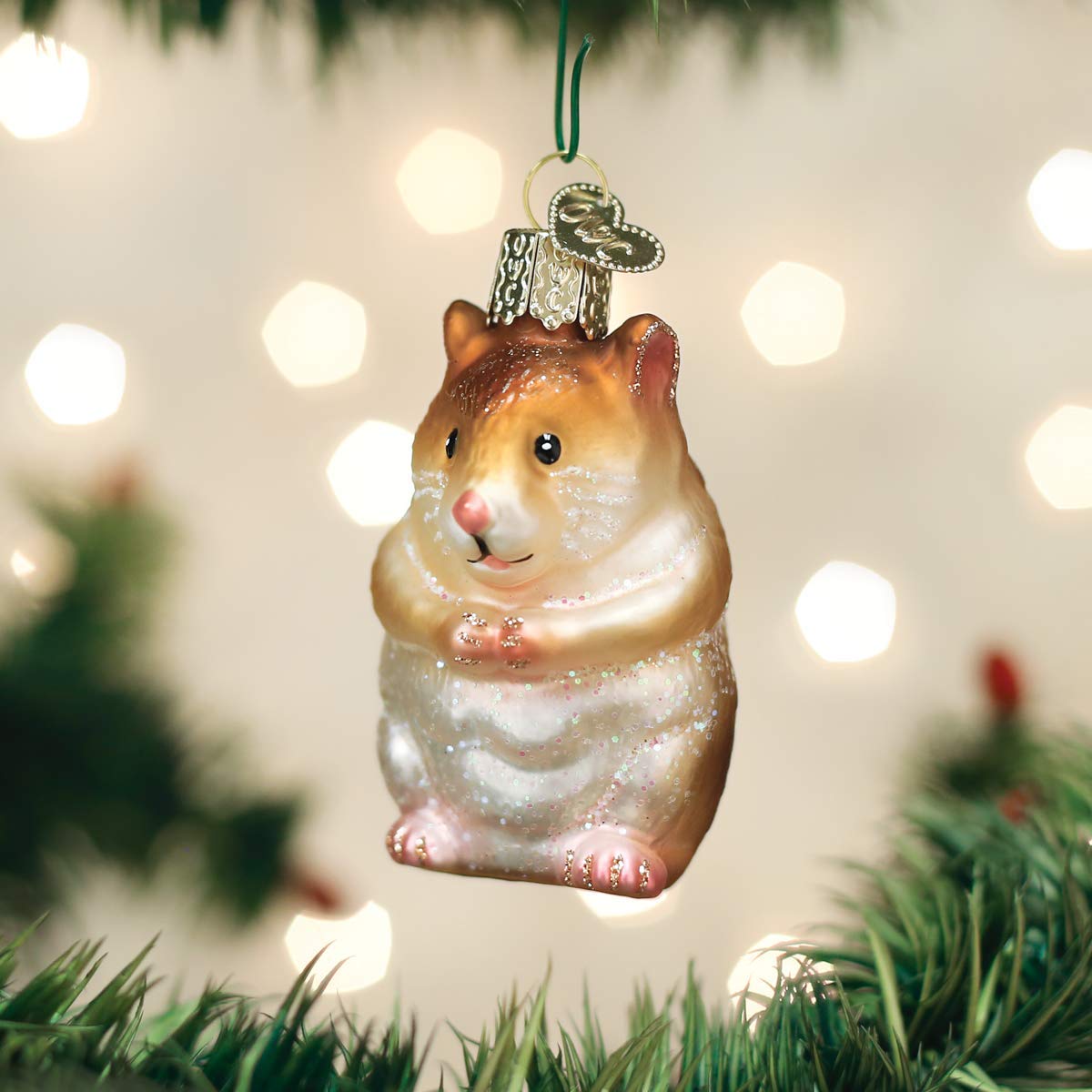 Old World Christmas Animal Collection Glass Blown Ornaments for Christmas Tree Hamster