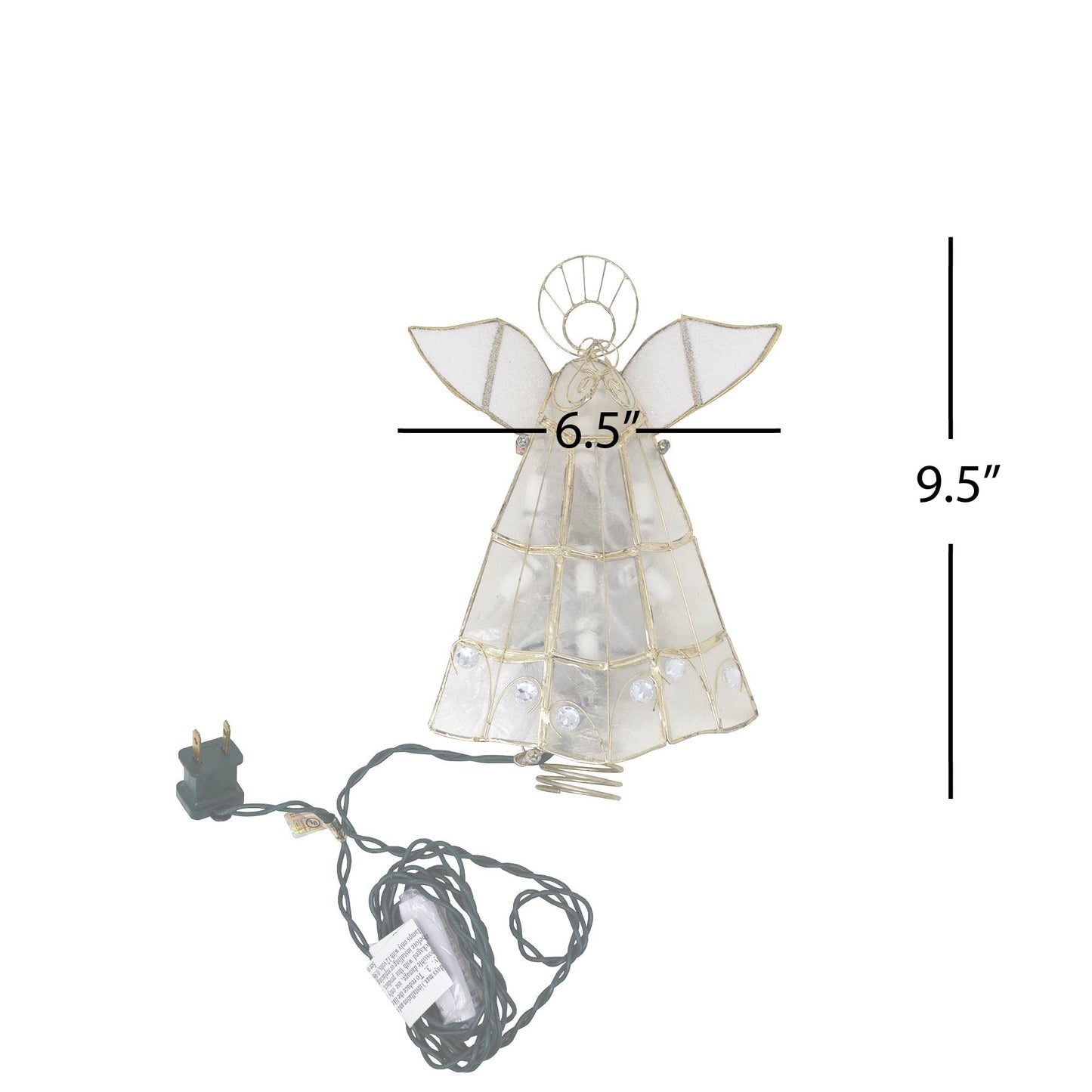 Kurt Adler 10-Light Capiz Angel Treetop with Trumpet (Clear)